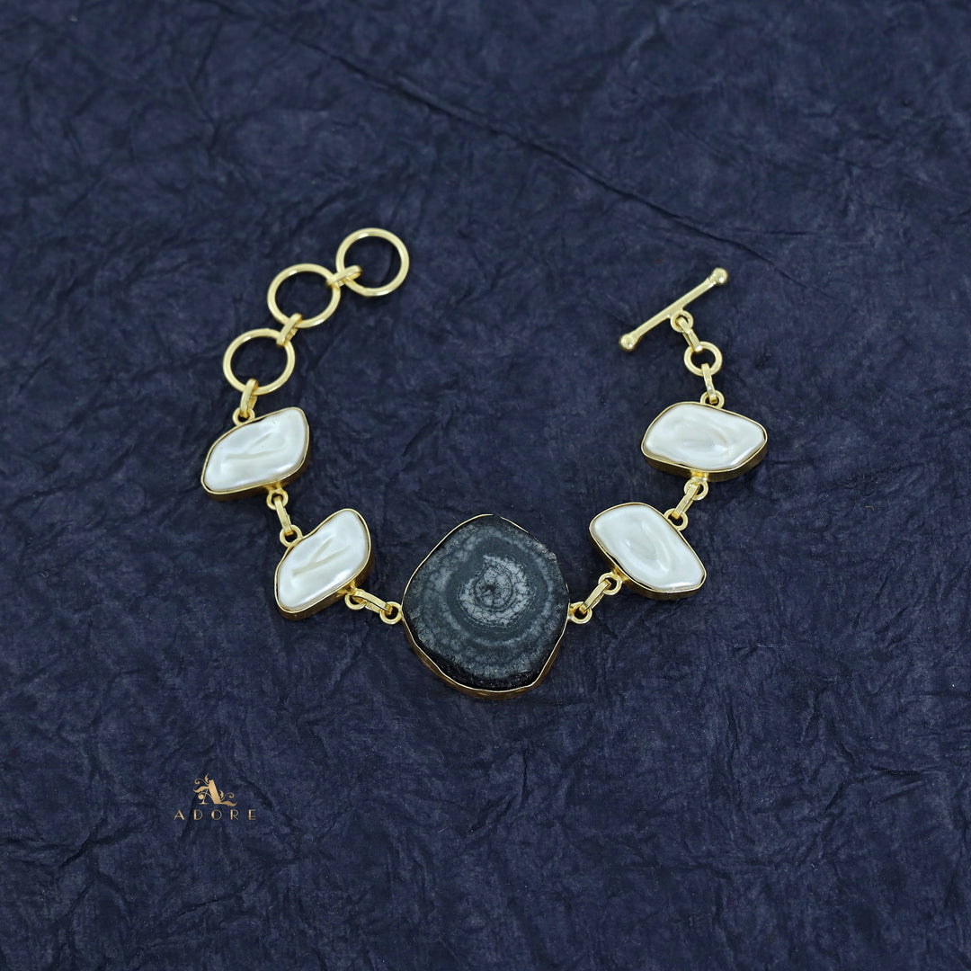 Zoe Golden Baroque + Agate Stone Bracelet