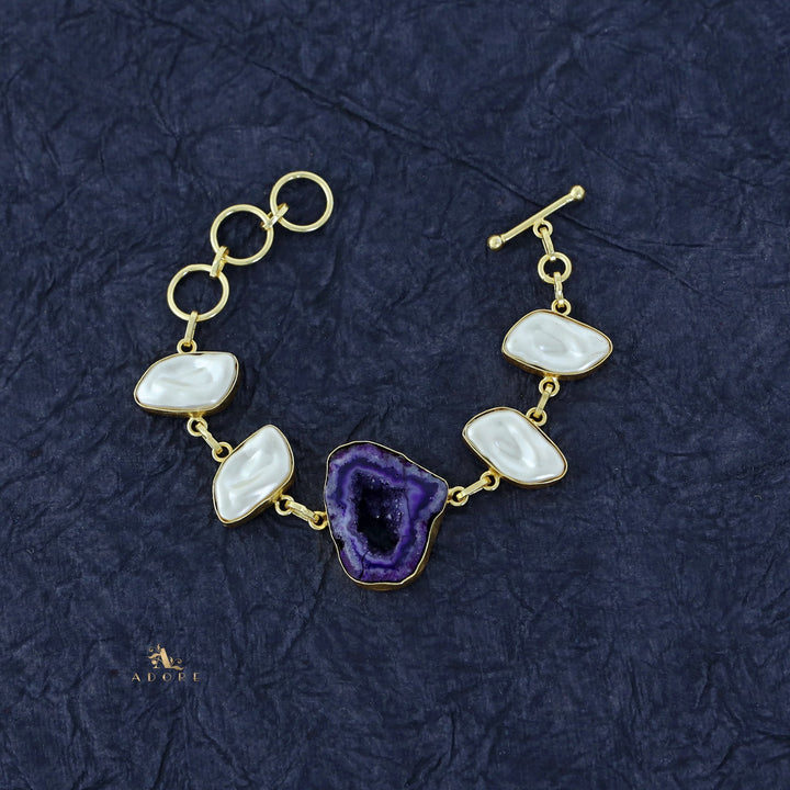 Zoe Golden Baroque + Agate Stone Bracelet