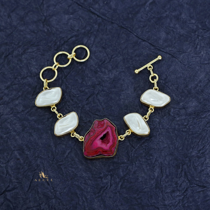 Zoe Golden Baroque + Agate Stone Bracelet