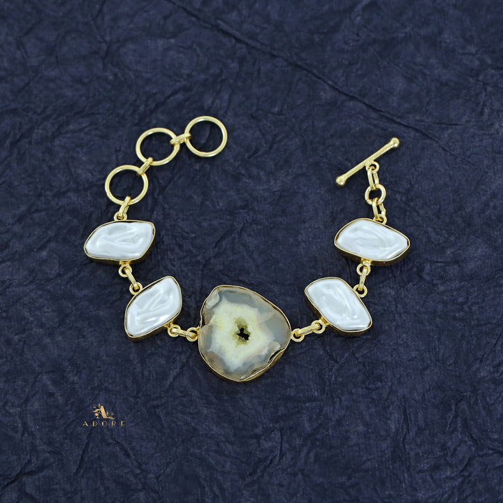 Zoe Golden Baroque + Agate Stone Bracelet