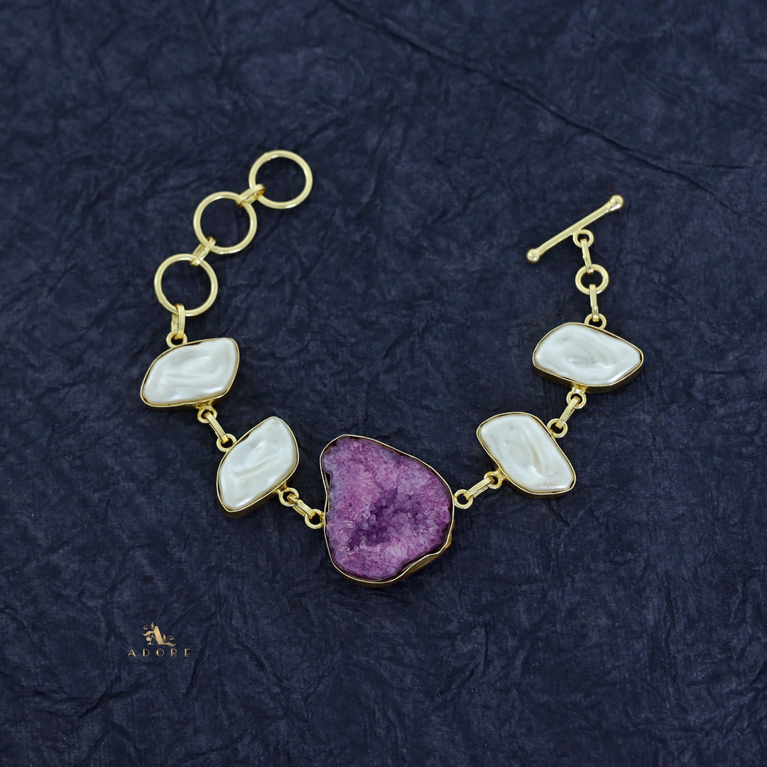 Zoe Golden Baroque + Agate Stone Bracelet