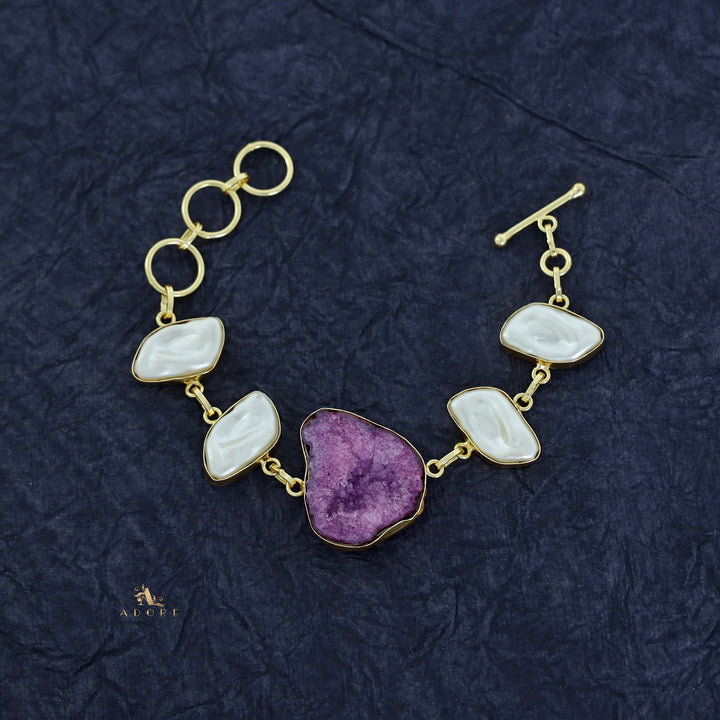 Zoe Golden Baroque + Agate Stone Bracelet