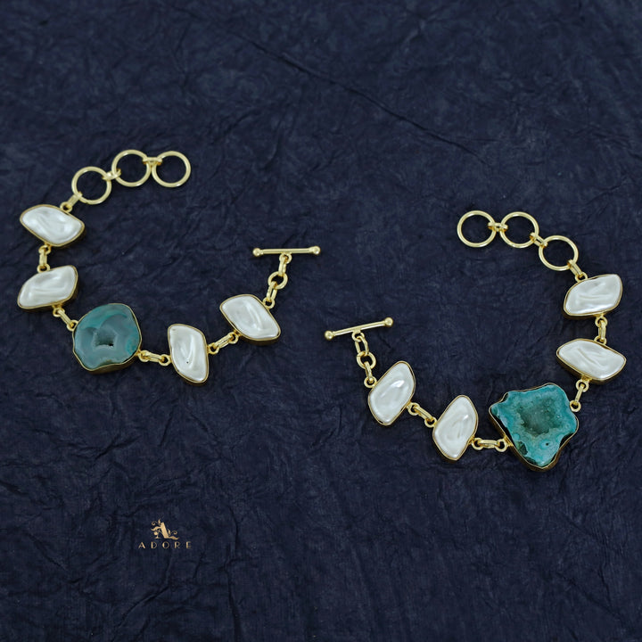Zoe Golden Baroque + Agate Stone Bracelet