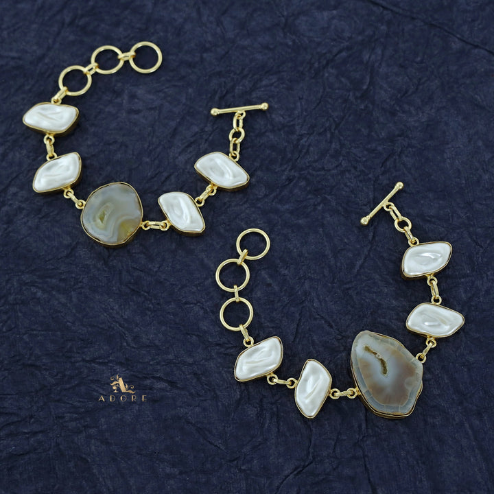 Zoe Golden Baroque + Agate Stone Bracelet