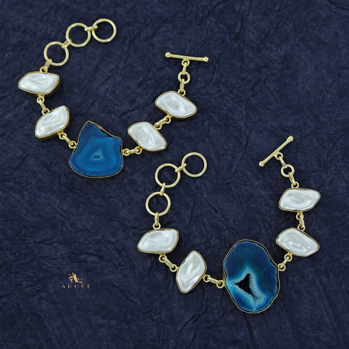 Zoe Golden Baroque + Agate Stone Bracelet