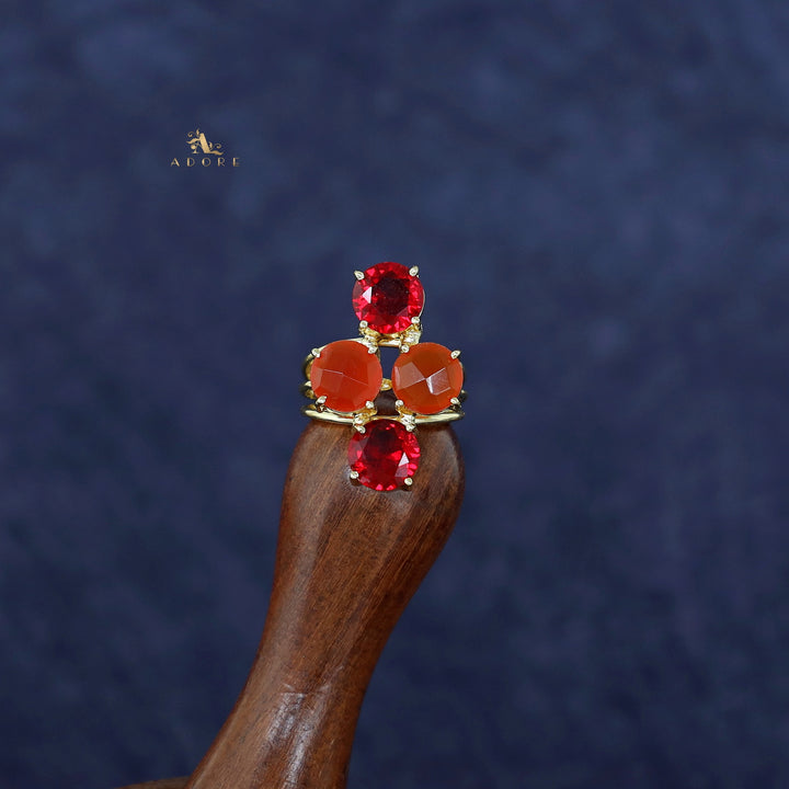 Jules Golden 3 Layer Tetra Glossy Stone Ring