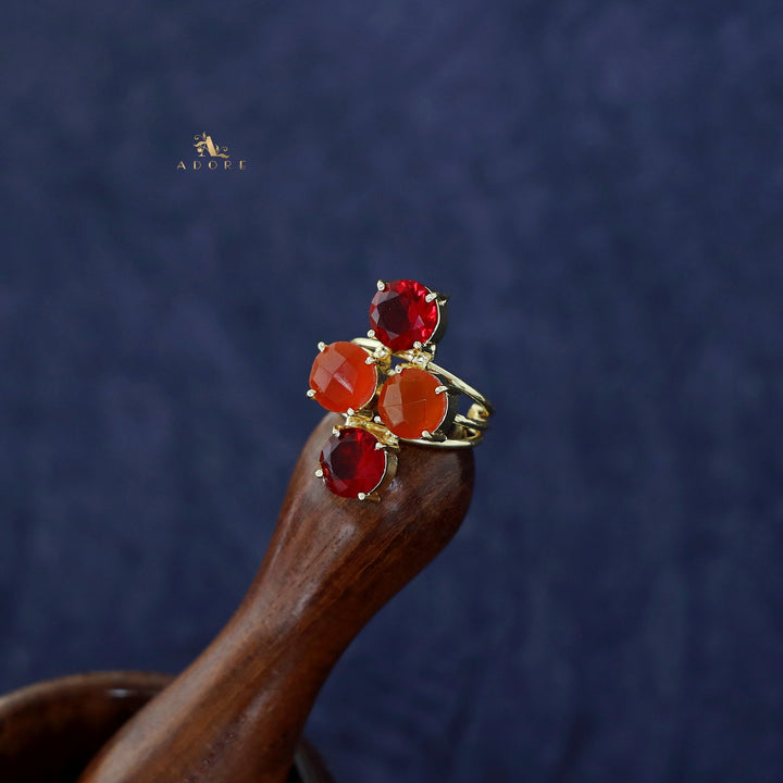 Jules Golden 3 Layer Tetra Glossy Stone Ring