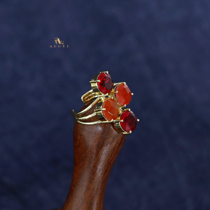 Jules Golden 3 Layer Tetra Glossy Stone Ring