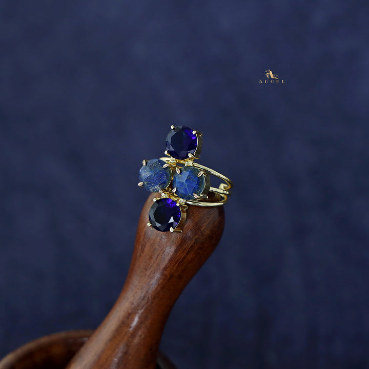 Jules Golden 3 Layer Tetra Glossy Stone Ring