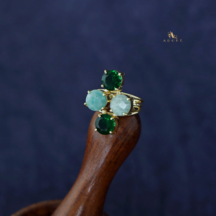 Jules Golden 3 Layer Tetra Glossy Stone Ring