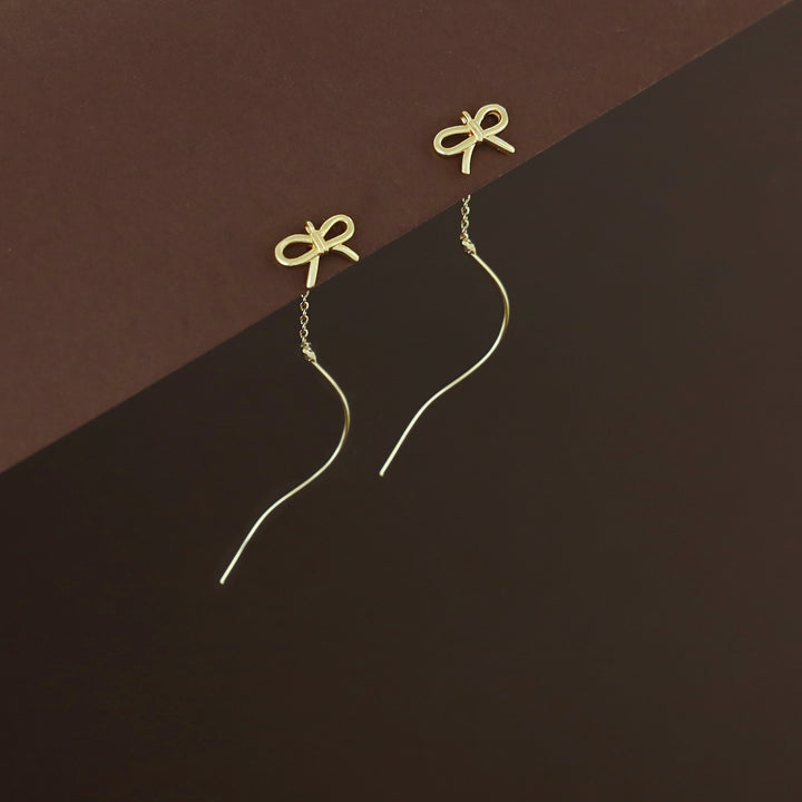 Lizzy Golden Ribbon Needle And Thread Earring