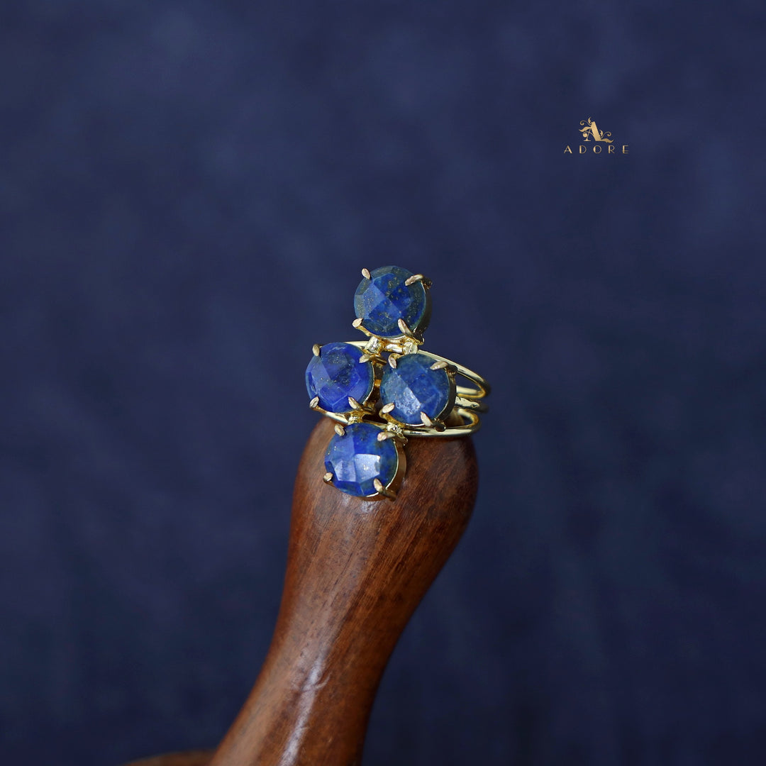 Jules Golden 3 Layer Tetra Glossy Stone Ring