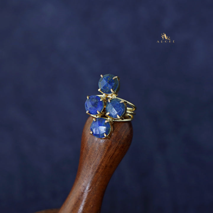 Jules Golden 3 Layer Tetra Glossy Stone Ring