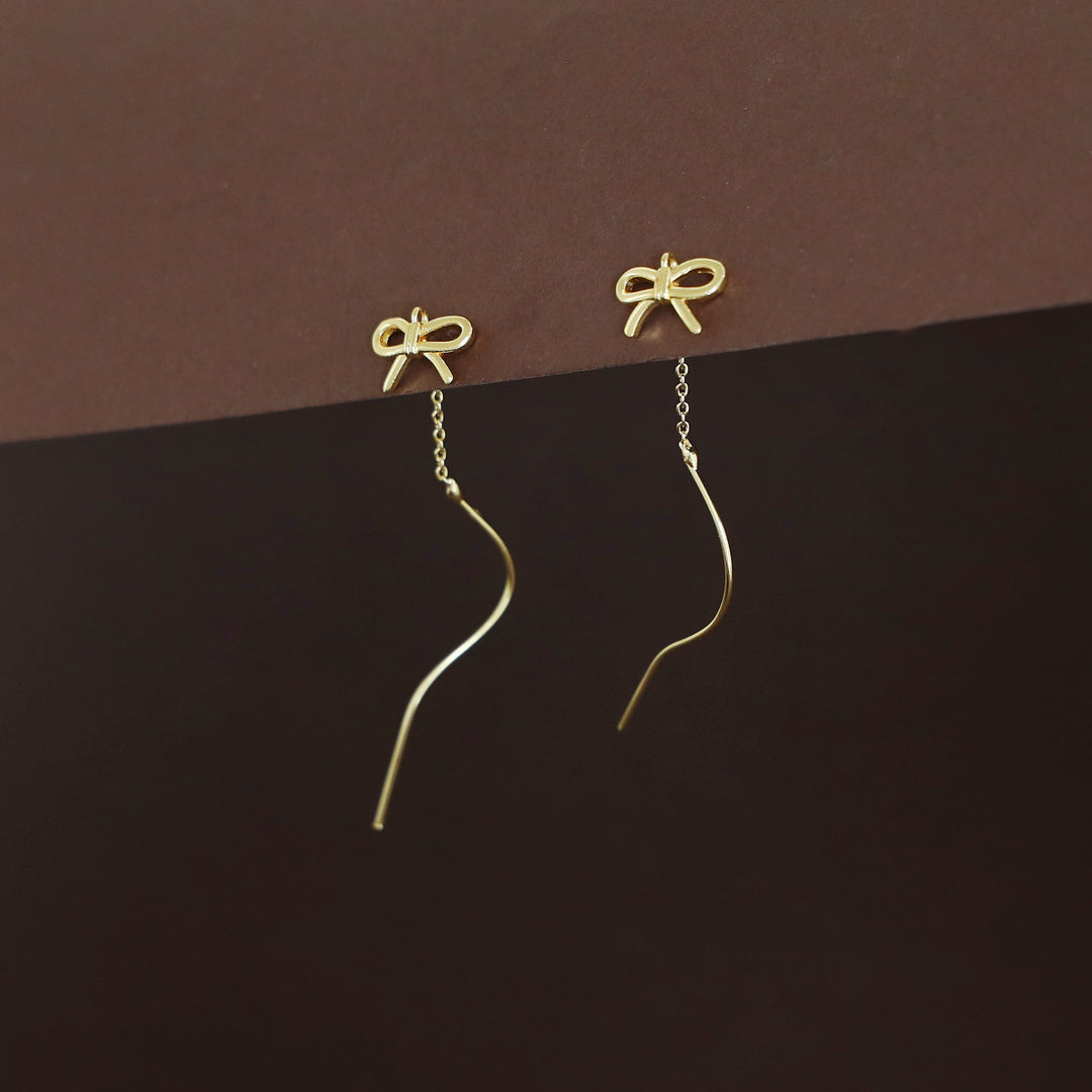 Lizzy Golden Ribbon Needle And Thread Earring