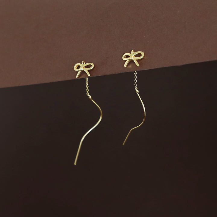 Lizzy Golden Ribbon Needle And Thread Earring