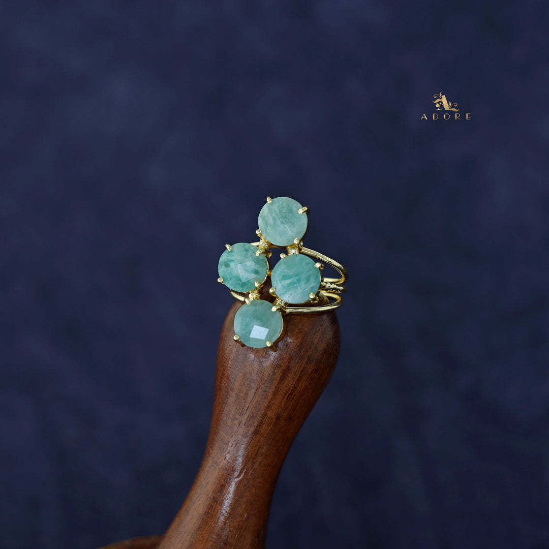 Jules Golden 3 Layer Tetra Glossy Stone Ring