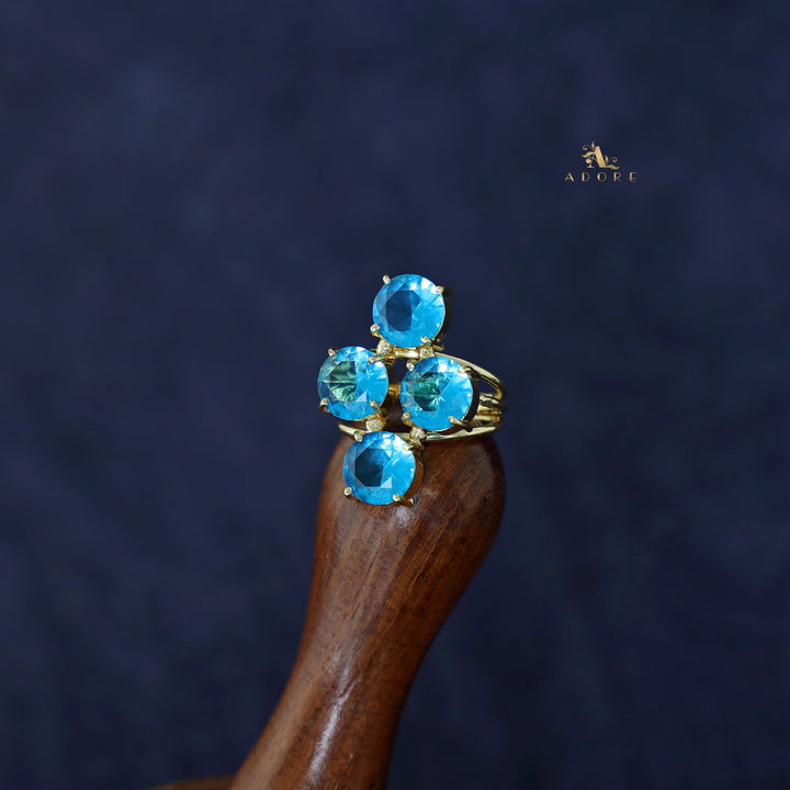Jules Golden 3 Layer Tetra Glossy Stone Ring