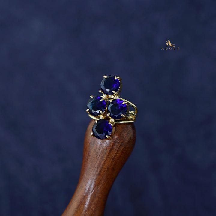Jules Golden 3 Layer Tetra Glossy Stone Ring