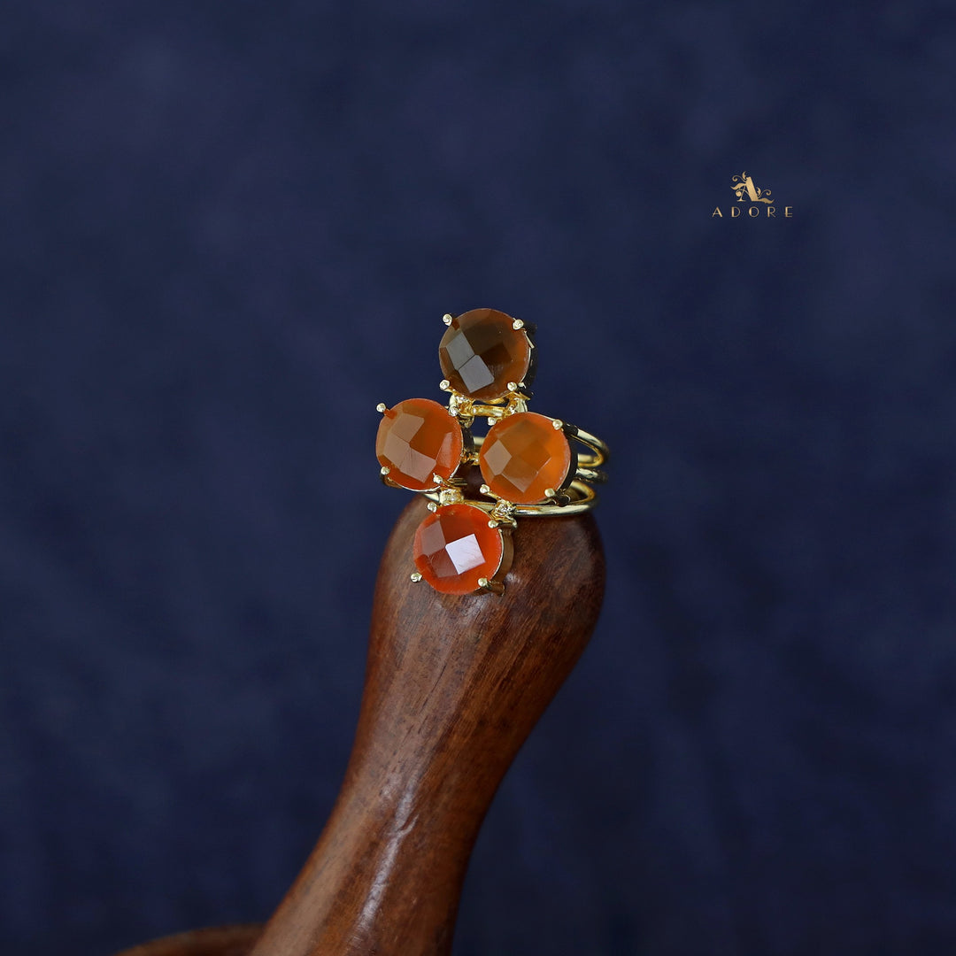 Jules Golden 3 Layer Tetra Glossy Stone Ring