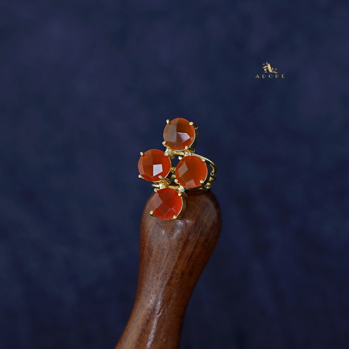 Jules Golden 3 Layer Tetra Glossy Stone Ring