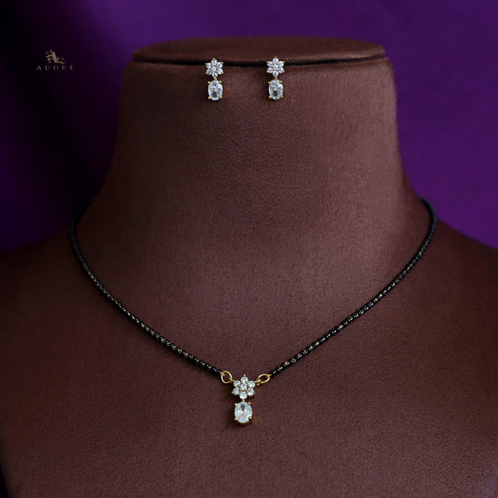 Nimisha Oval Glossy Flower Mangalsutra with Earring