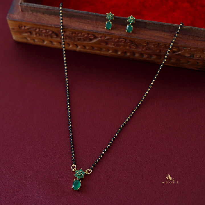 Nimisha Oval Glossy Flower Mangalsutra with Earring