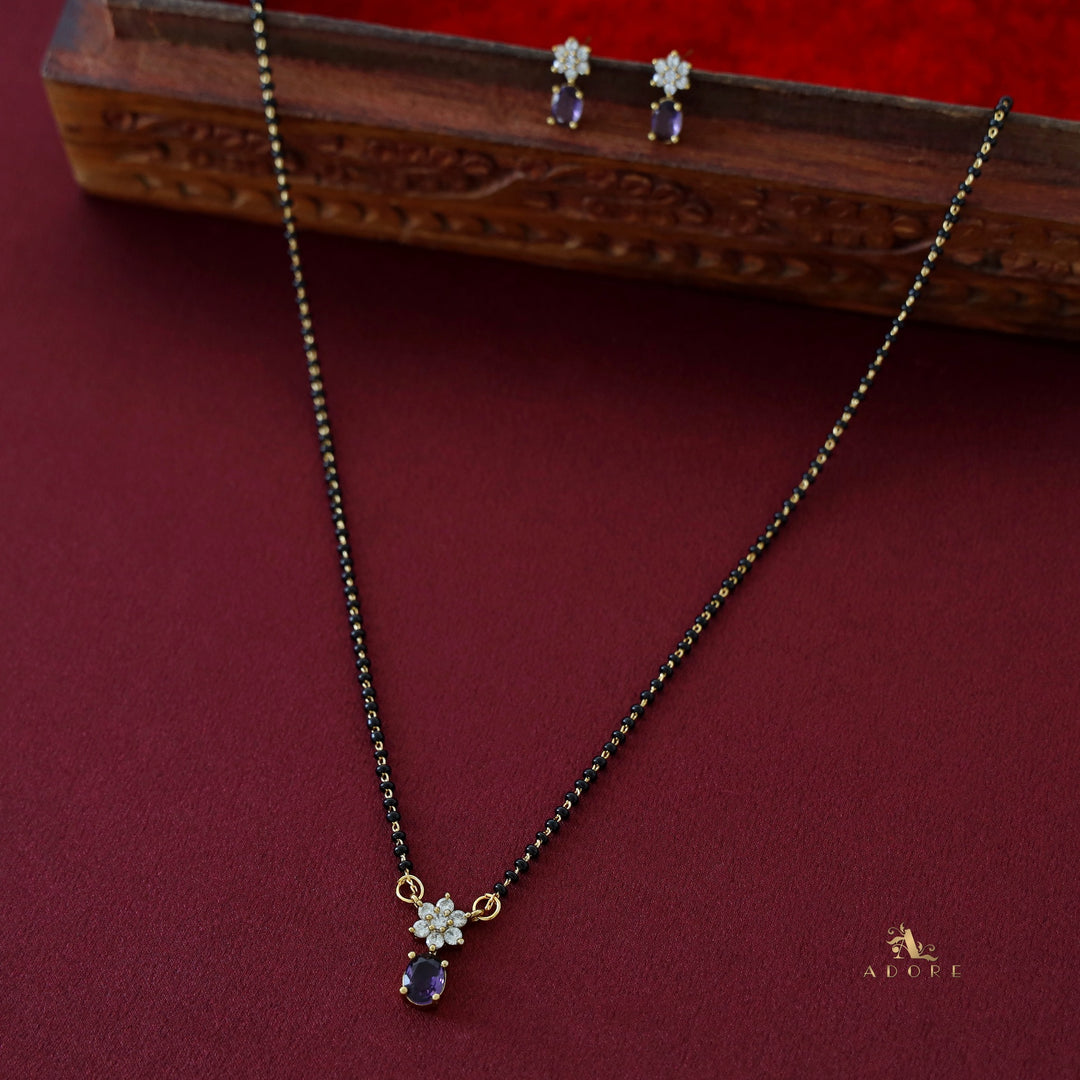 Nimisha Oval Glossy Flower Mangalsutra with Earring