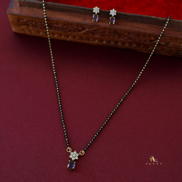 Nimisha Oval Glossy Flower Mangalsutra with Earring