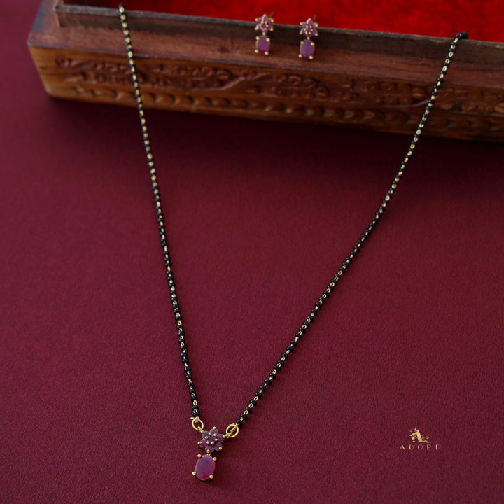 Nimisha Oval Glossy Flower Mangalsutra with Earring