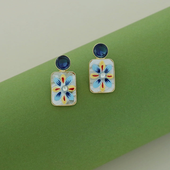 Hand Painted Glossy Stone Earring