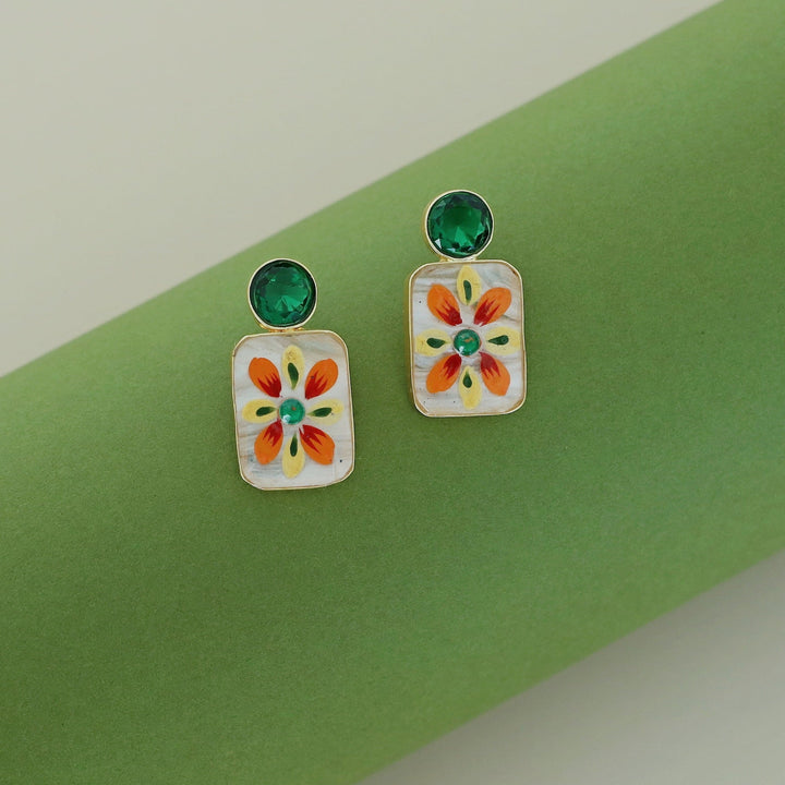 Hand Painted Glossy Stone Earring