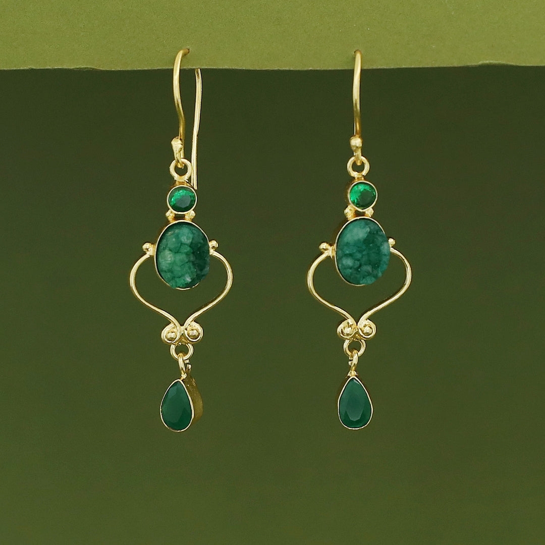 Kalpita Oval Glossy & Druzy Raw Stone Drop