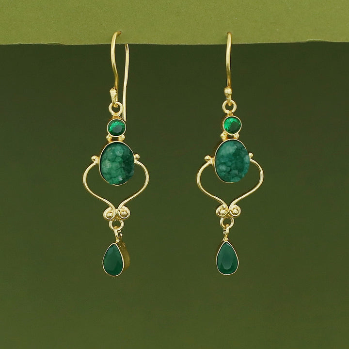 Kalpita Oval Glossy & Druzy Raw Stone Drop