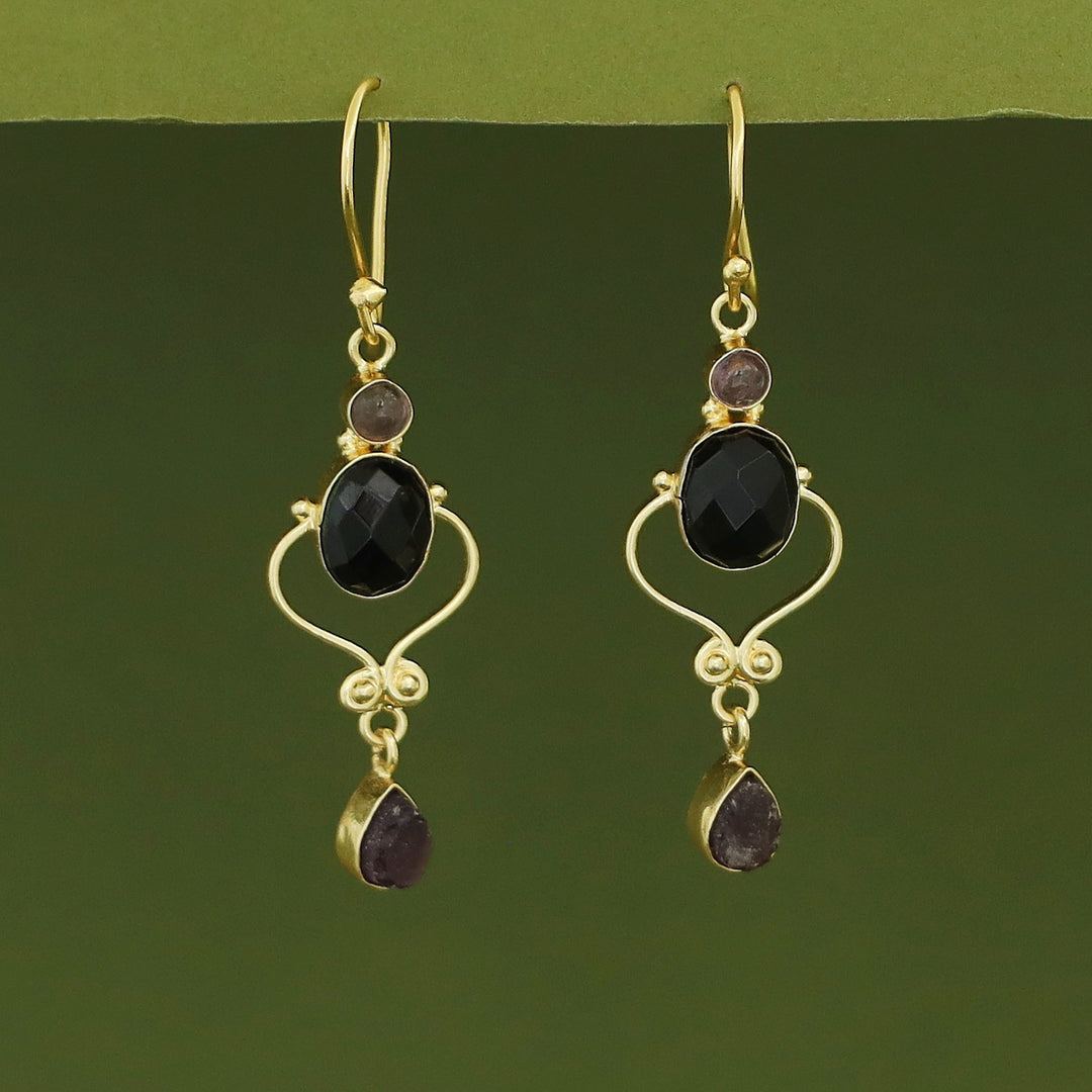 Kalpita Oval Glossy & Druzy Raw Stone Drop