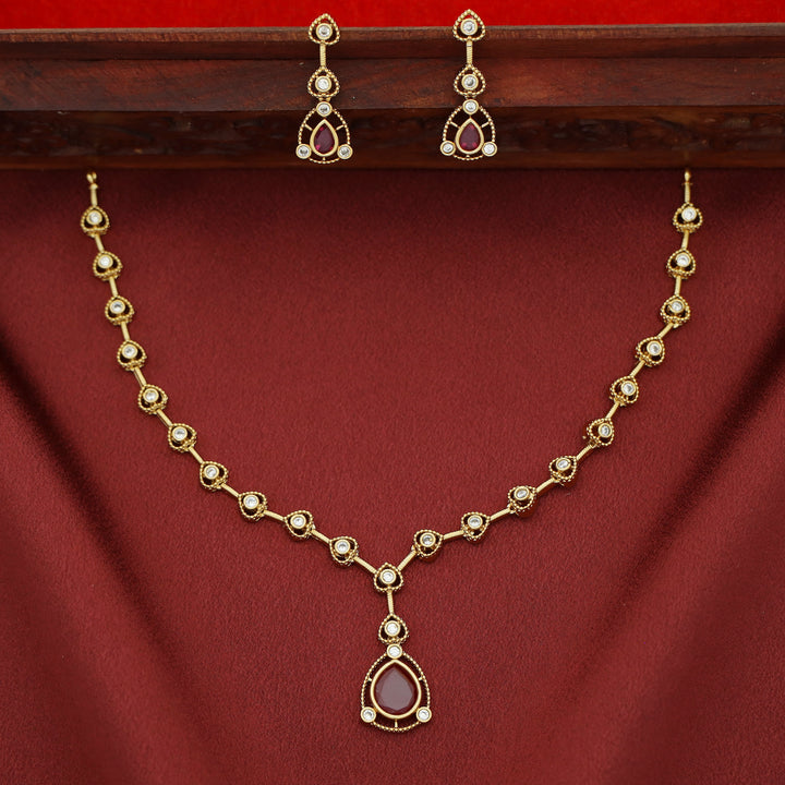 Lailana Rain Drop Stone Short Neckpiece with Earring