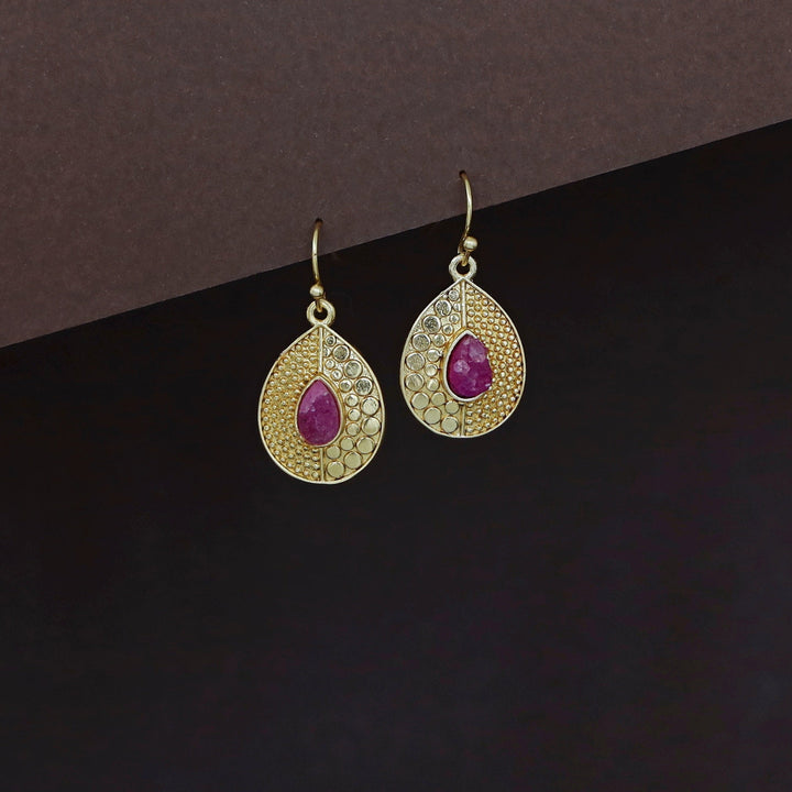 Milano Golden Textured Druzy Stone Drop