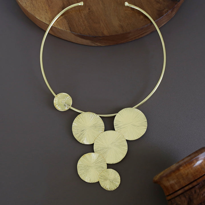 Catherine Golden Textured Circle Neck Cuff