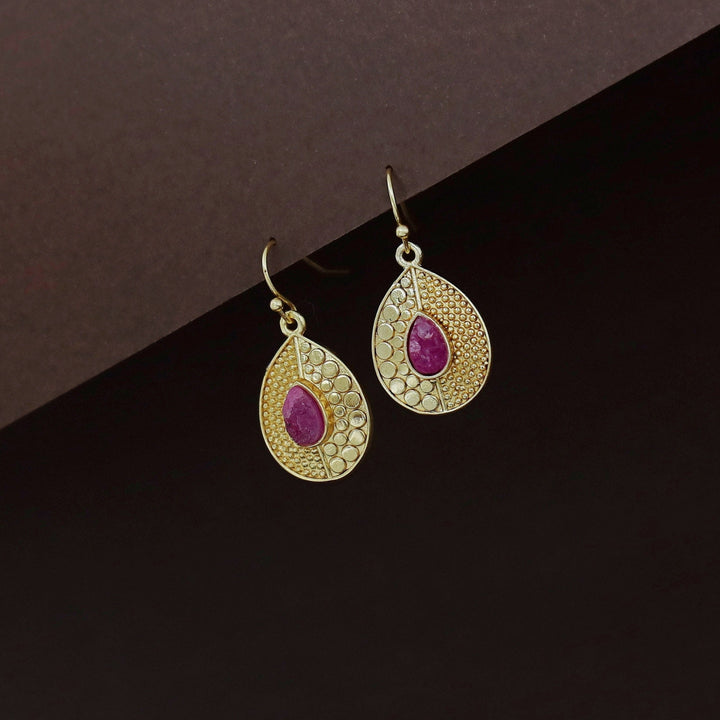 Milano Golden Textured Druzy Stone Drop