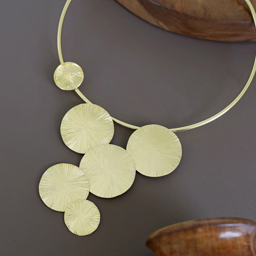 Catherine Golden Textured Circle Neck Cuff