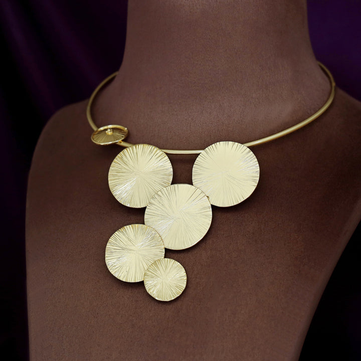 Catherine Golden Textured Circle Neck Cuff
