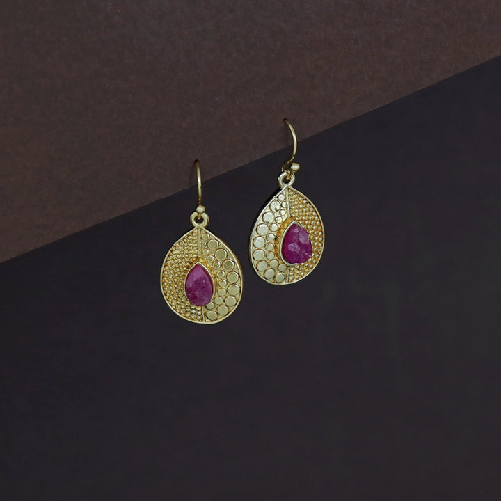 Milano Golden Textured Druzy Stone Drop