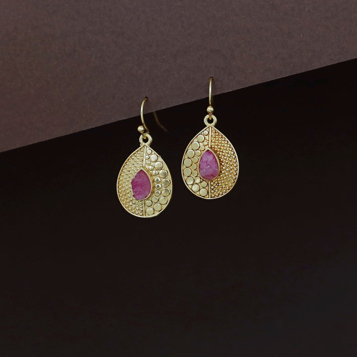 Milano Golden Textured Druzy Stone Drop
