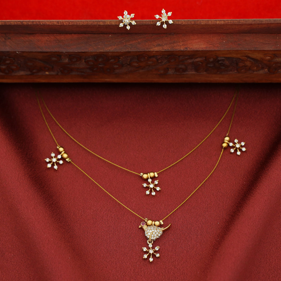 Janya Floral Bird 2 Layer String Neckpiece with Stud