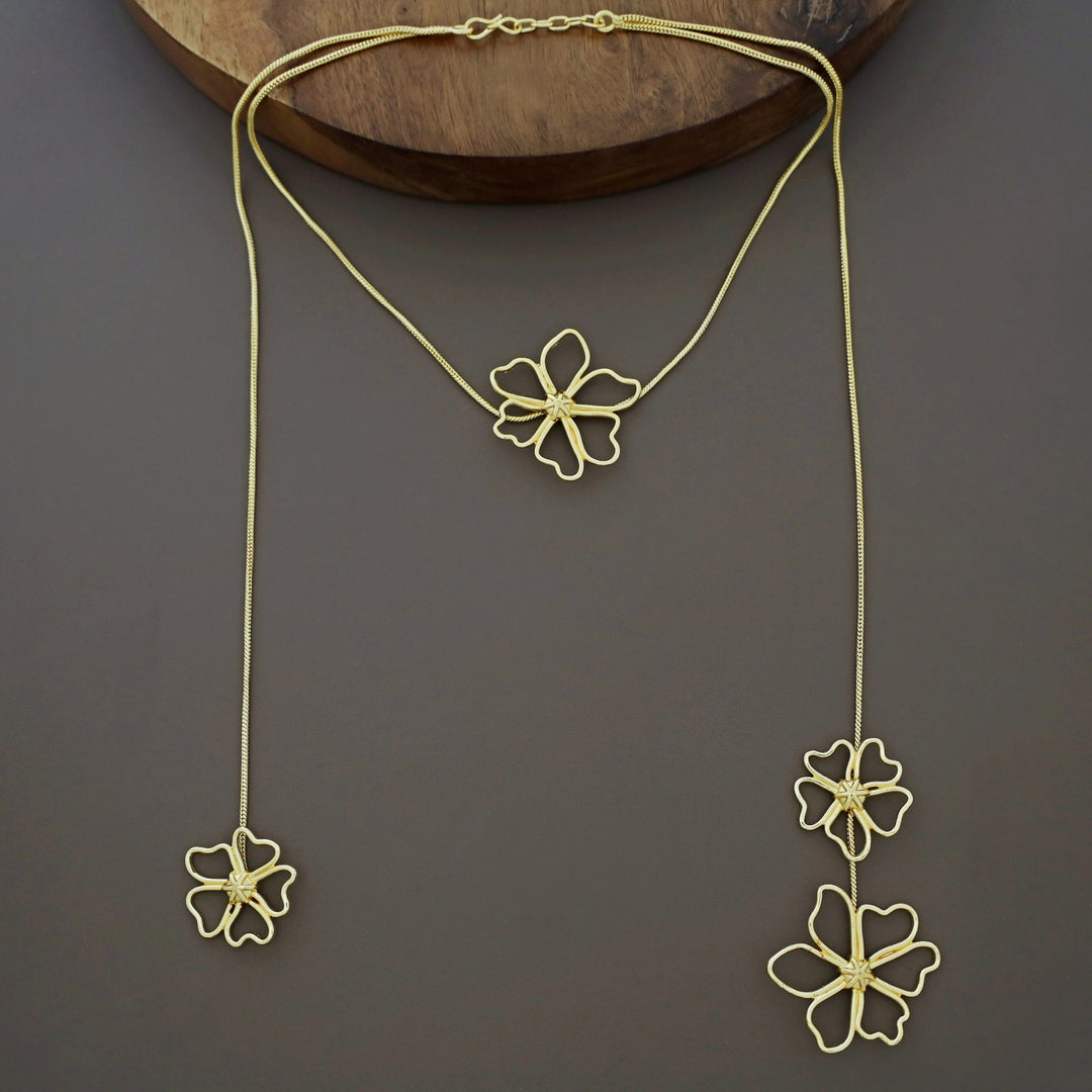 Naisha Golden Tetra Flower Short Neckpiece