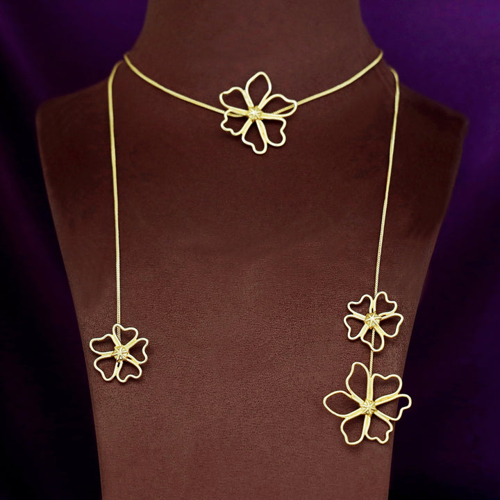 Naisha Golden Tetra Flower Short Neckpiece
