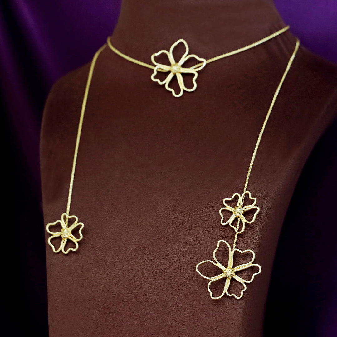 Naisha Golden Tetra Flower Short Neckpiece