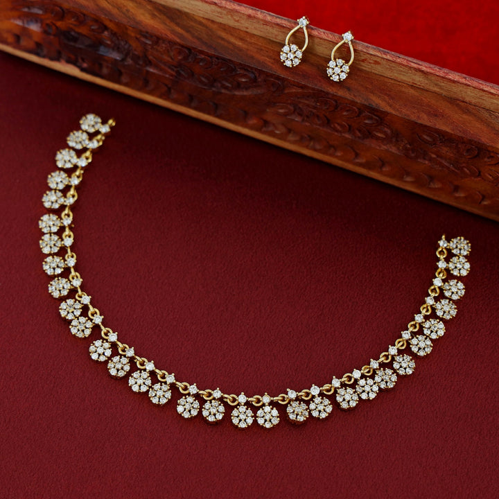 Mithu Sayali Flowery AD Stone Neckpiece With Earring