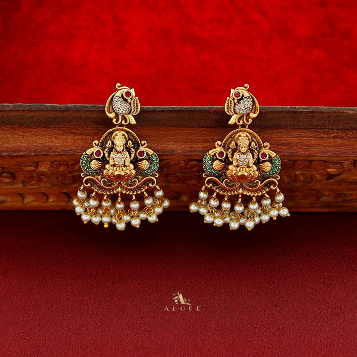Premium Ayushi Pearl AD Stone Short Neckpiece With Earring