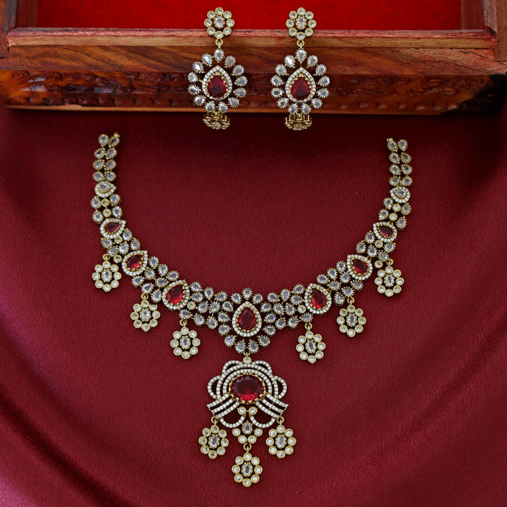 Eryna AD Stone Neckpiece With Earring
