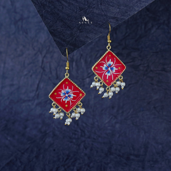 Hand Painted Diamond Pearl Drop